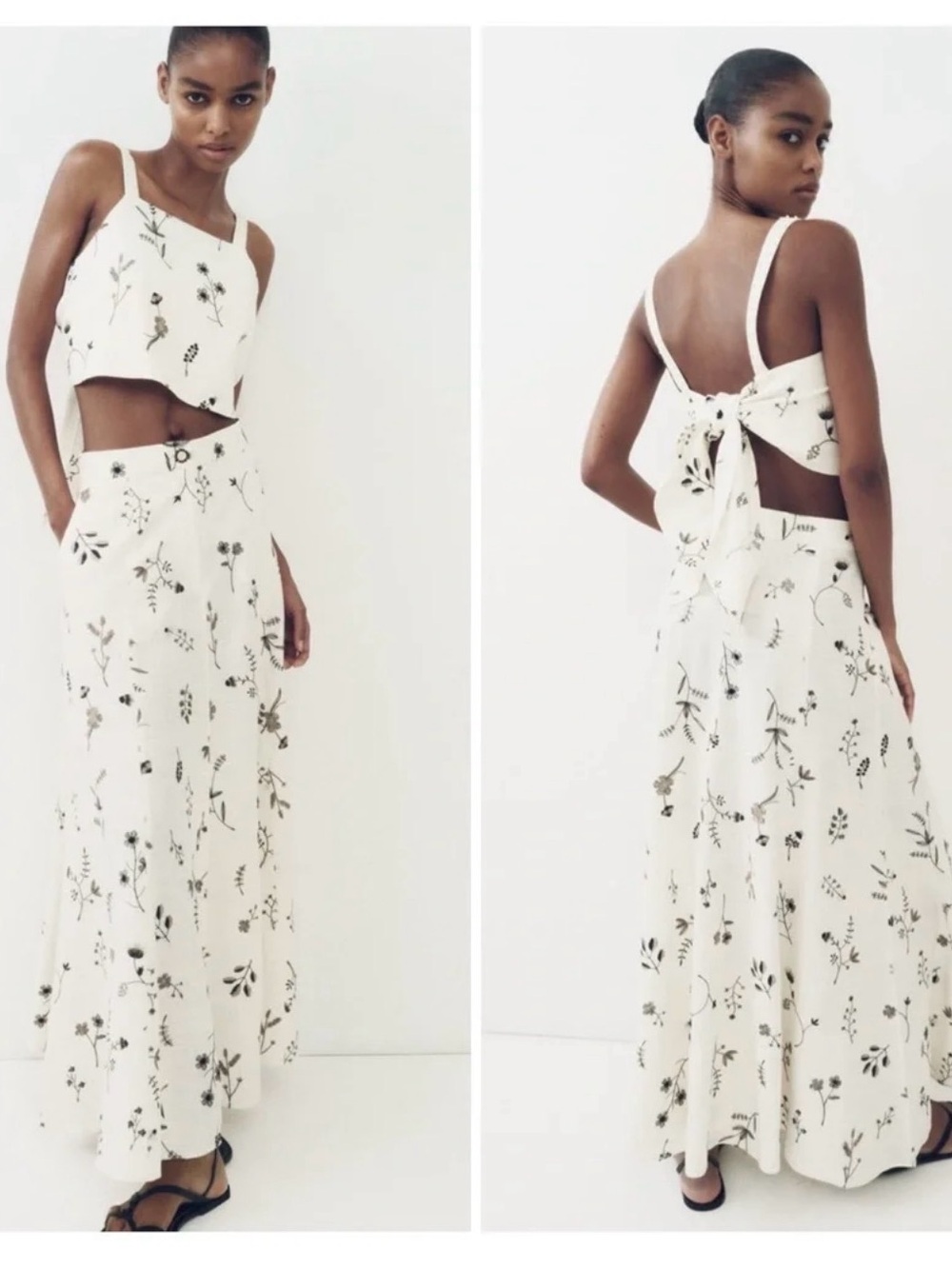 Zara Cream Floral Cutout Jumpsuit